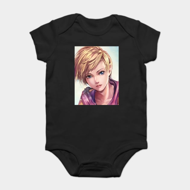 Hot Blonde Anime Girl with Short Hair Baby Bodysuit by animegirlnft